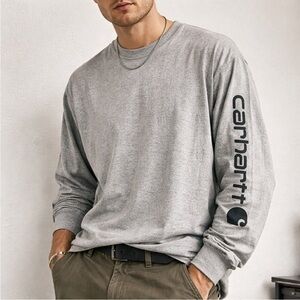Carhartt Men’s Long Sleeve Crewneck T-Shirt in Heather Gray